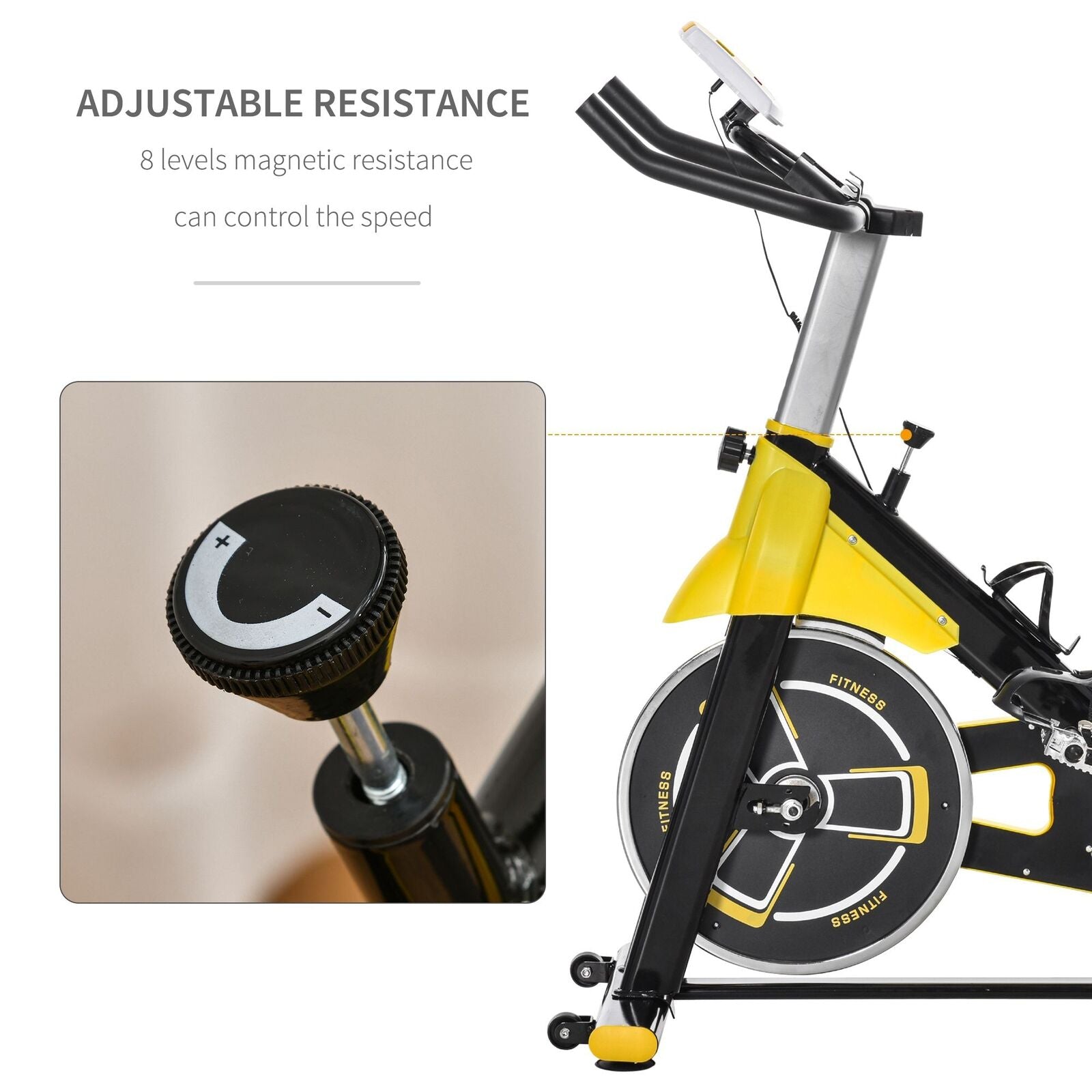 HOMCOM Exercise Bike W/ 6Kg Flywheel Belt Drive, Adjustable Resistance