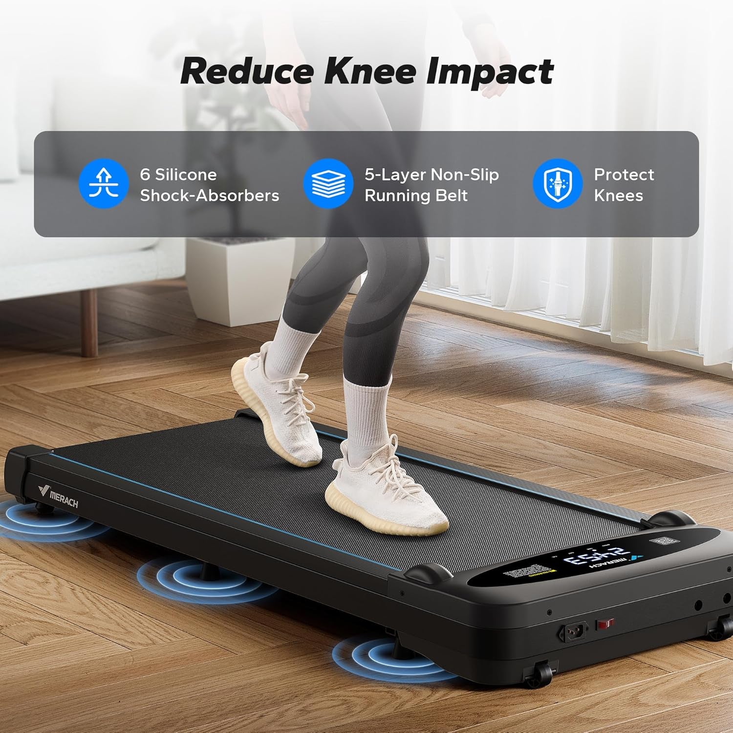 Walking Pad, Quiet under Desk Treadmills for Home, Portable Walking Treadmill with Magnetic Remote Control, LED Display, APP