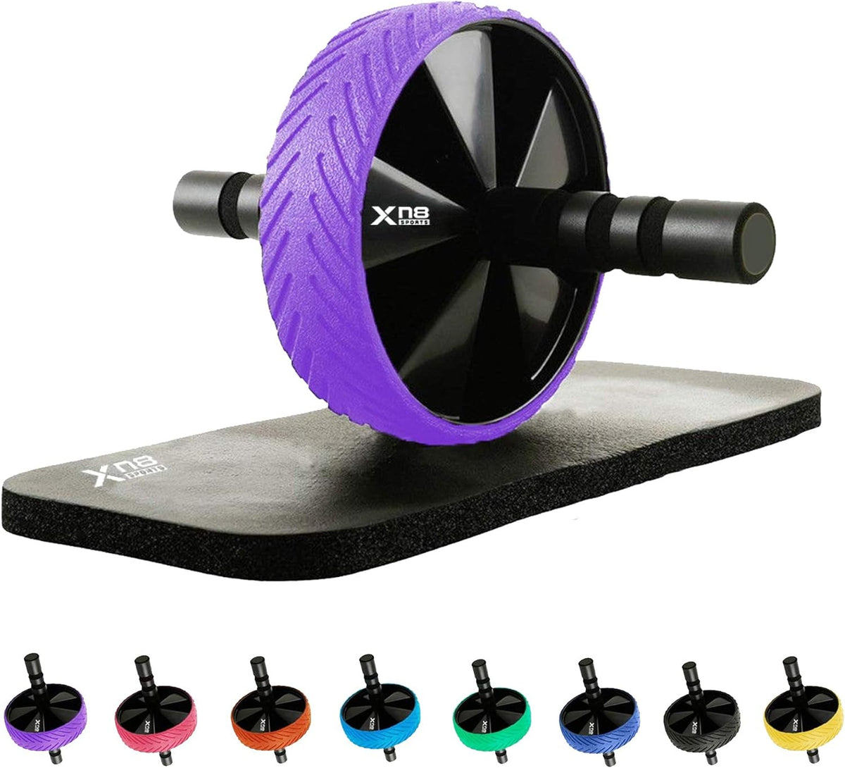 Ab Wheel Roller Abdominal Exercise -With Knee Mat Foam Handles-Core Abs Trainer Cruncher for Strength-Training-Fitness-Workout-Home-Gym