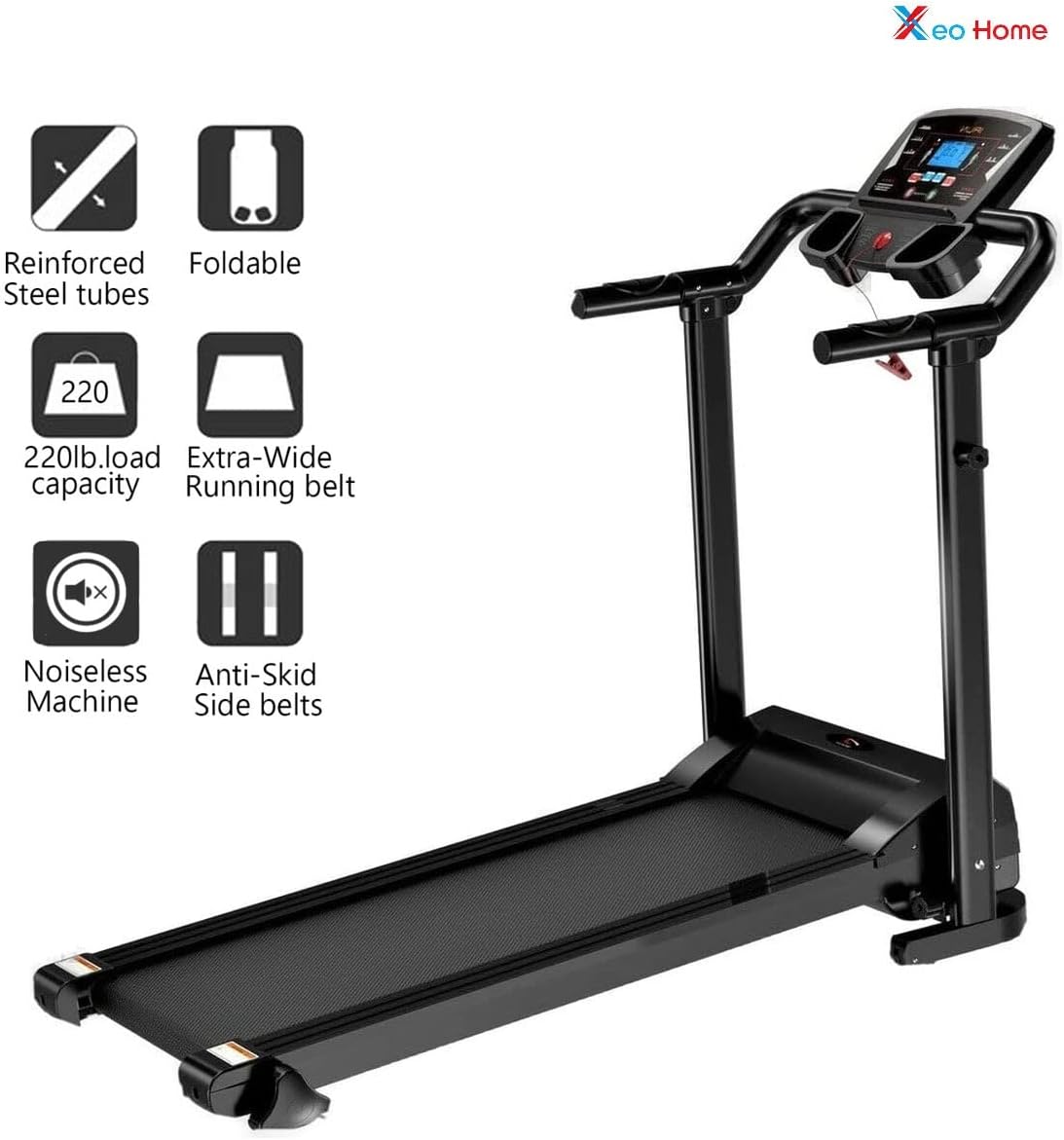 Treadmill Folding Treadmills for Home Gym Office Foldable Indoor Space Saving FIXED INCLINE Workout LCD Pad Mobile & Water Bottle Holder Best Running Walking & Jogging Electric Machines