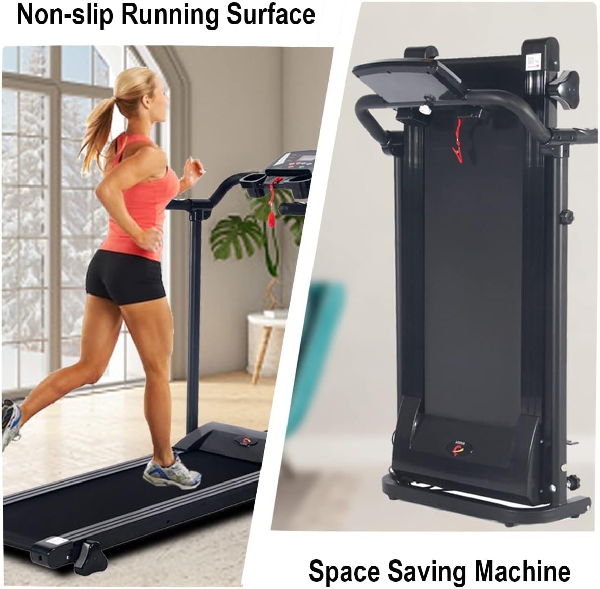 Treadmill Folding Treadmills for Home Gym Office Foldable Indoor Space Saving FIXED INCLINE Workout LCD Pad Mobile & Water Bottle Holder Best Running Walking & Jogging Electric Machines