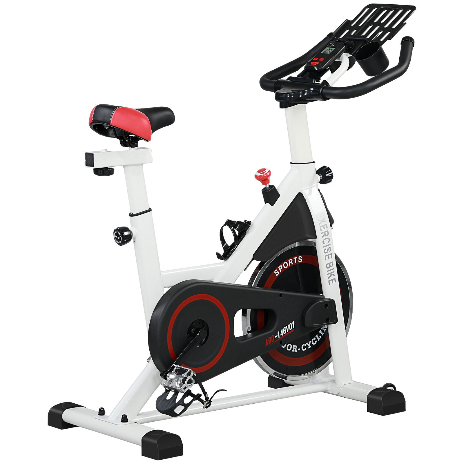 HOMCOM 8Kg Flywheel Exercise Bike with Adjustable Height, Resistance, White