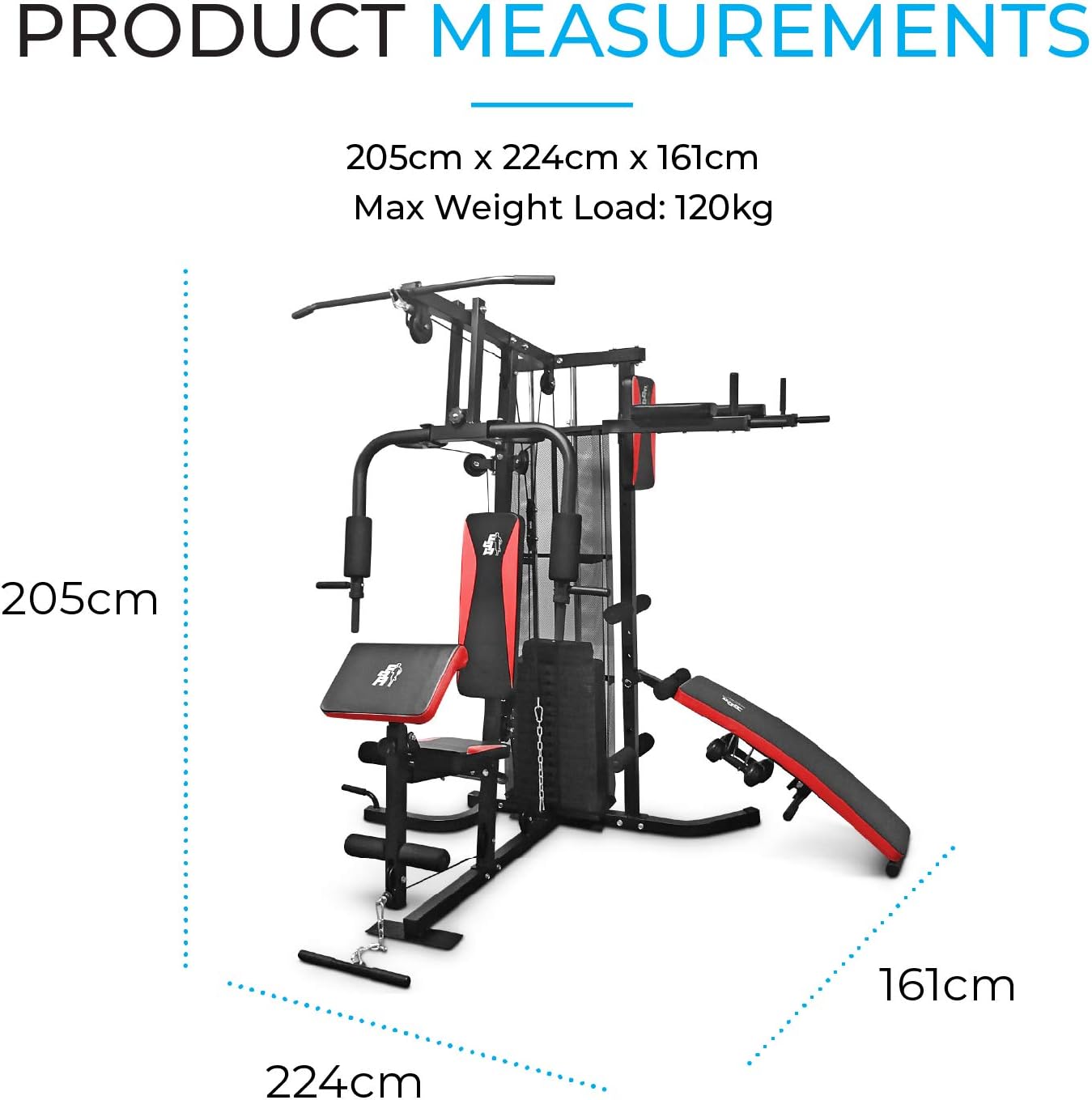 Fit4Home Multi Gym Workout Station | Home Fitness Body Exercise Machine | Total-Body Workout | Multifunctional Workout Station | TF-7005A, (81.64 KG)