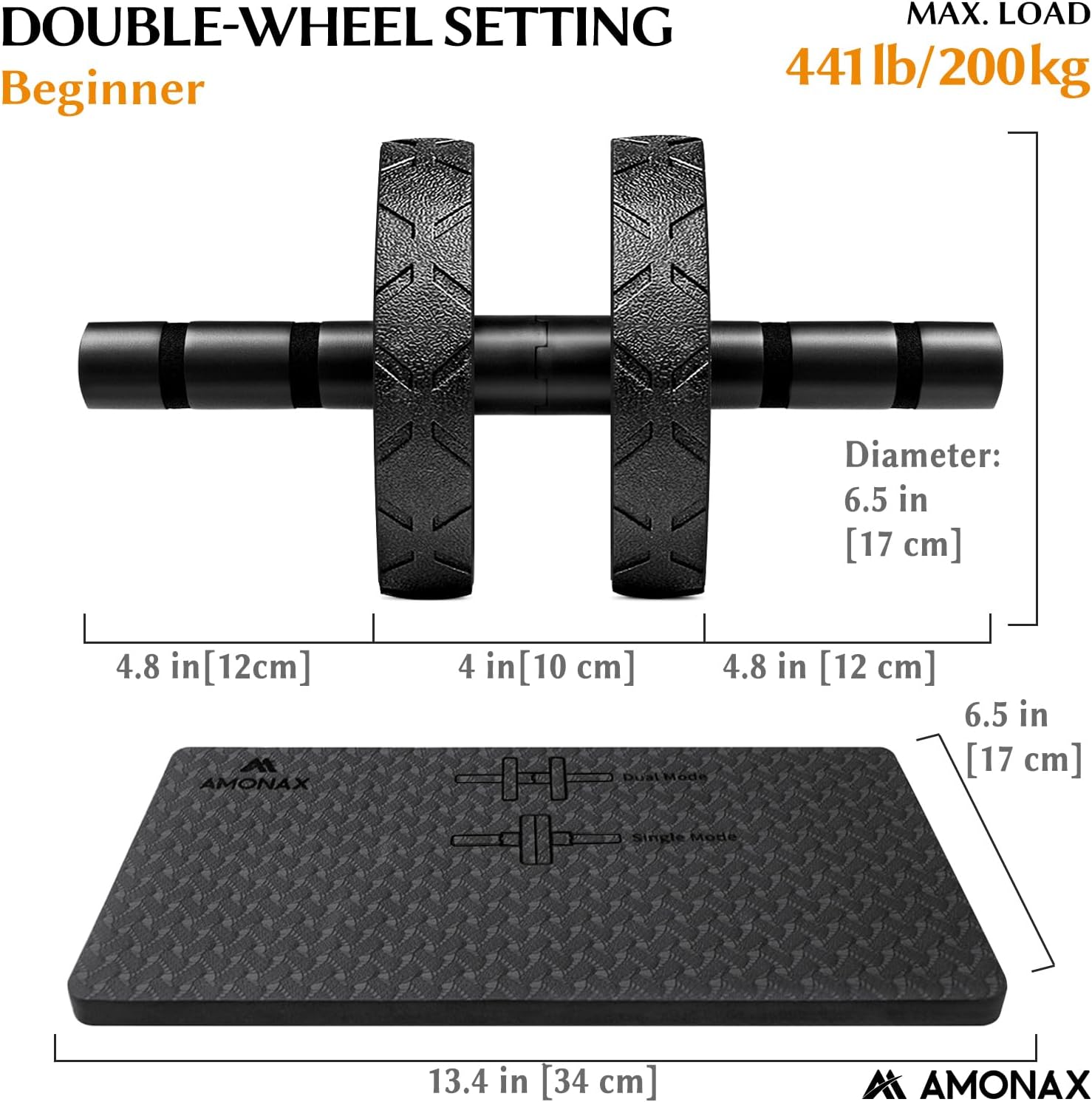 Convertible Ab Roller with Large Knee Mat & Dual Wheels