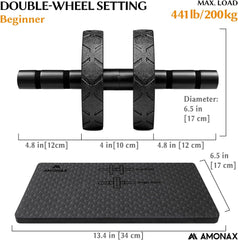 Convertible Ab Roller with Large Knee Mat & Dual Wheels