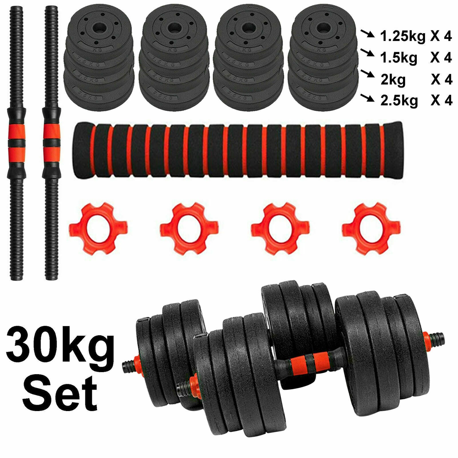 20/30/40Kg Dumbbell Barbell Weight Set Pair of Hand Weights Gym Fitness Workout