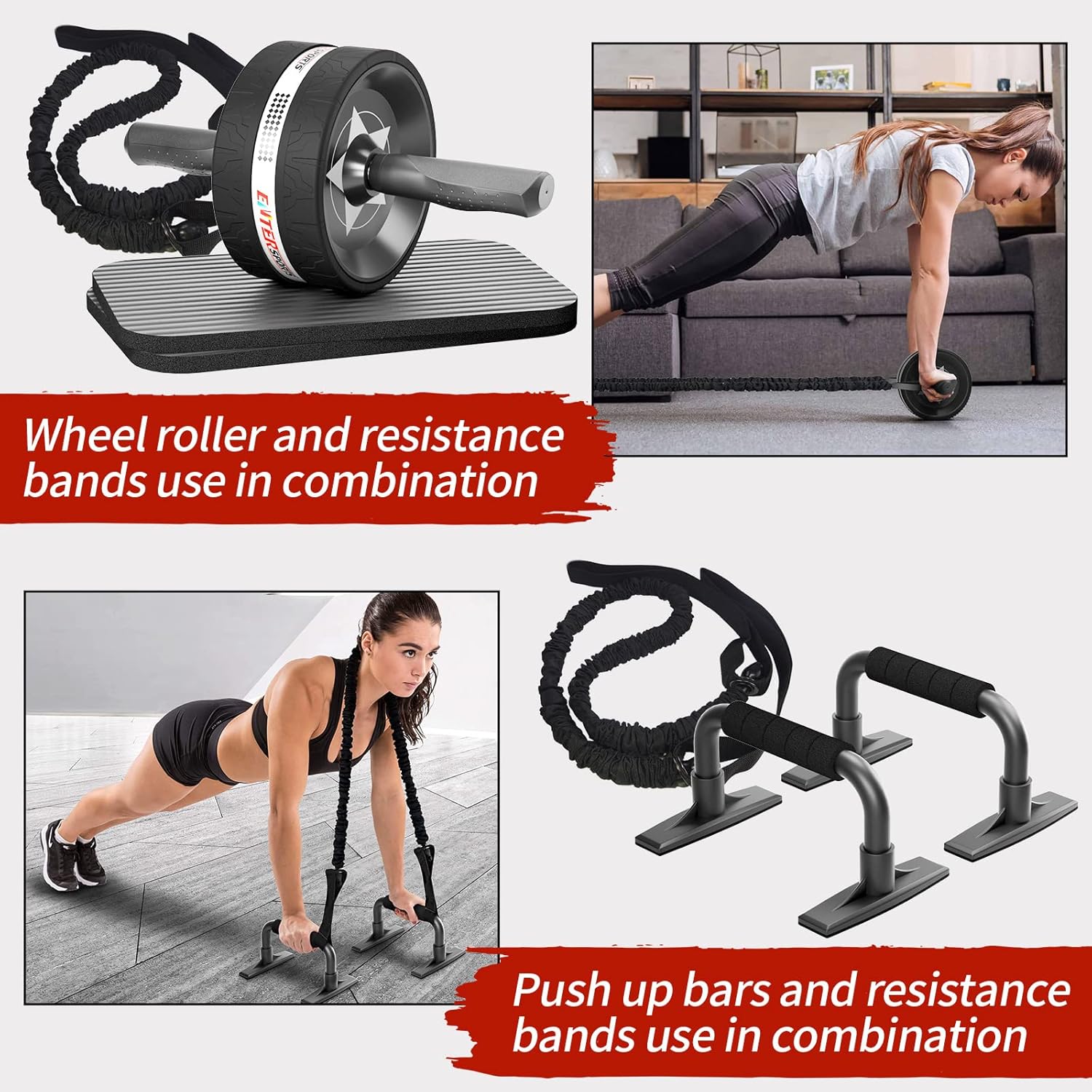 Ab Rollers Wheel Kit Exercise Wheel Core Strength Training Abdominal PulseFit Tools