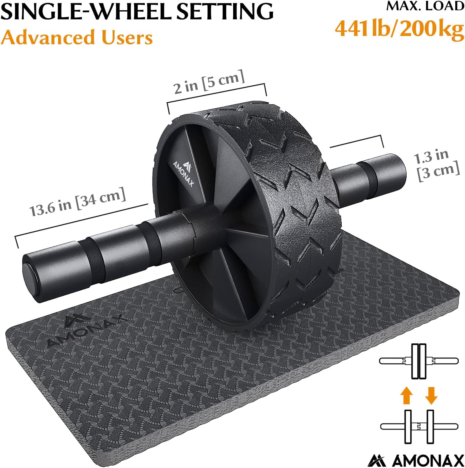 Convertible Ab Roller with Large Knee Mat & Dual Wheels