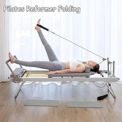 Foldable Pilates Reformer Machine - Adjustable Intensity Yoga Equipment for Home Exercise, Multifunctional Fitness Bed with Pilates Reformer, Max Weight 300Lbs,B