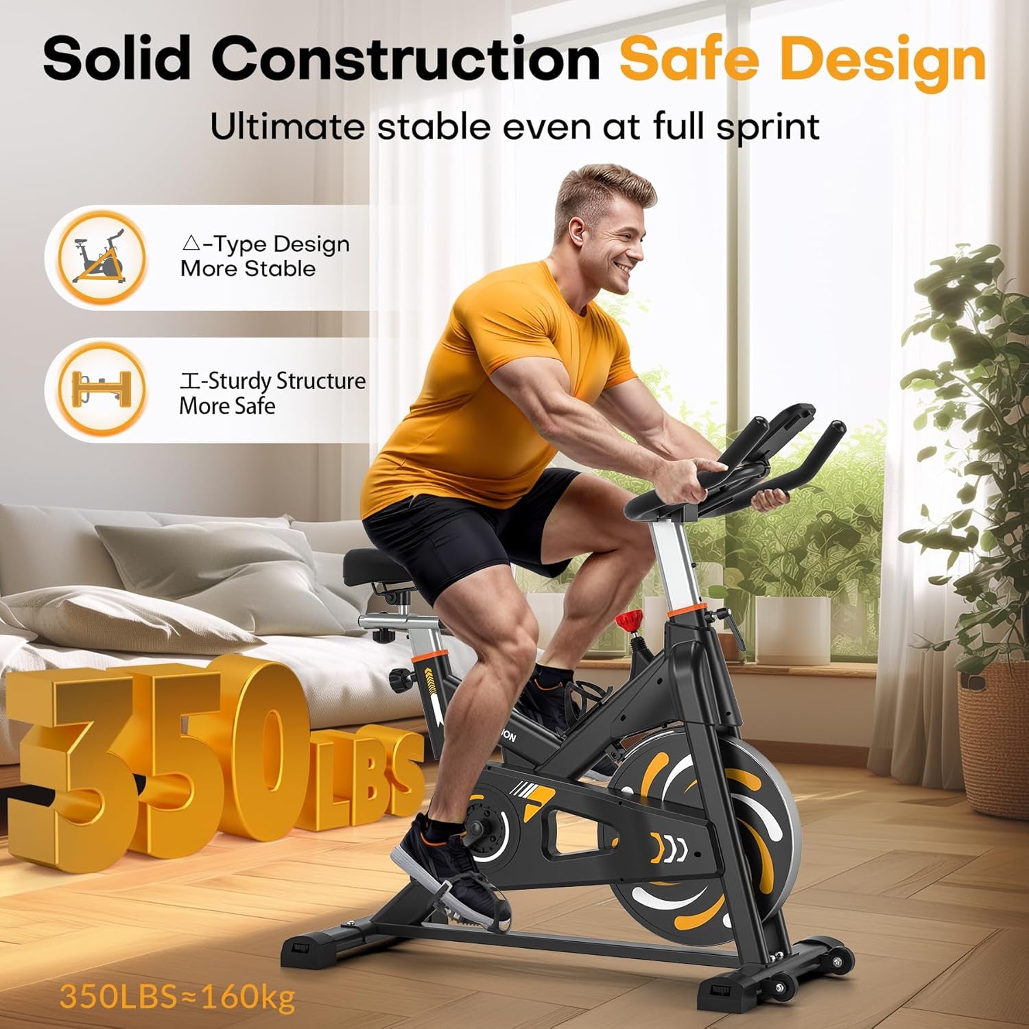 Exercise Bike,  Indoor Cycling Bike/Stationary Bike for Home, Indoor Bike with Silent Belt Drive, Heavy Flywheel and Fully Adjustments for Home Gym Cardio Workout Training