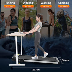 Walking Pad with Incline, 4 in 1 under Desk Treadmill, 2.5HP Walking Treadmills for Home & Office, Walking Pad with Remote Control, LED Display