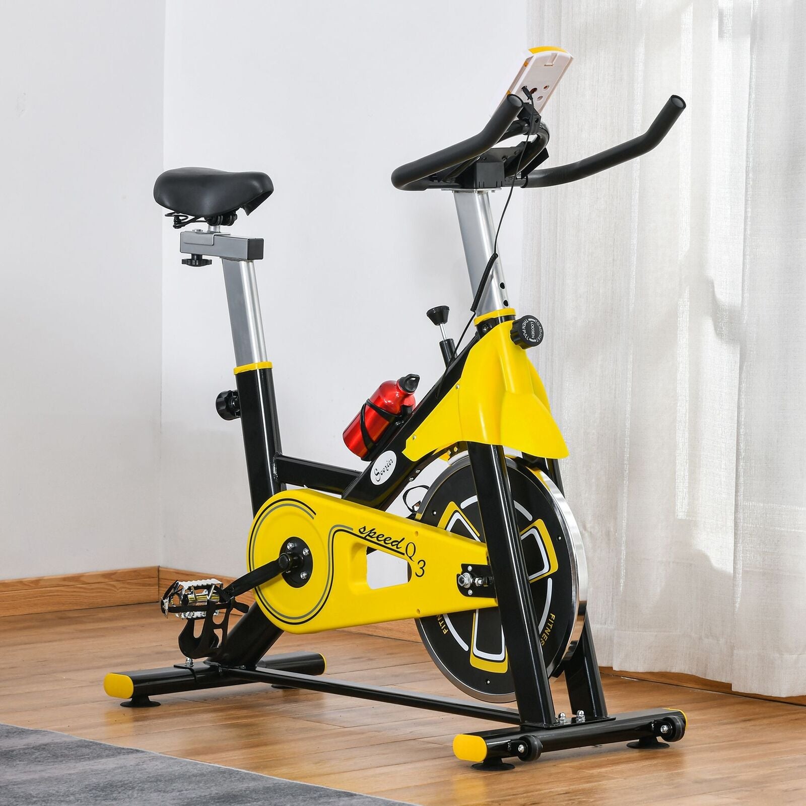 HOMCOM Exercise Bike W/ 6Kg Flywheel Belt Drive, Adjustable Resistance