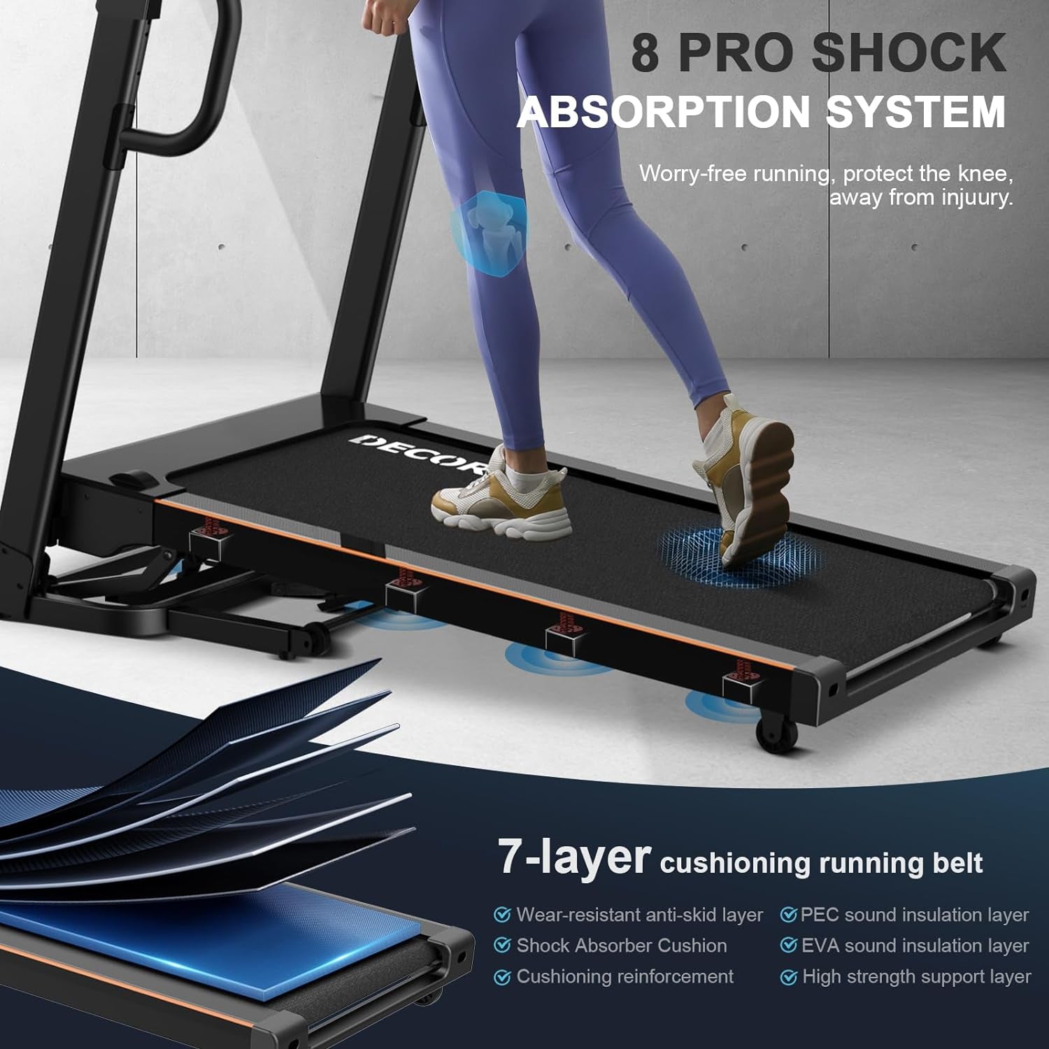 Folding Treadmill for Home, 4.5HP, 20 Incline Levels, 1Km/H-16Km/H, 150KG Limited, Runnig Machine for Heavy People with LED, Bluetooth Speakers, Silent Walking Pad for Home Office Gym