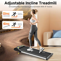 Walking Pad with Incline, 4 in 1 under Desk Treadmill, 2.5HP Walking Treadmills for Home & Office, Walking Pad with Remote Control, LED Display