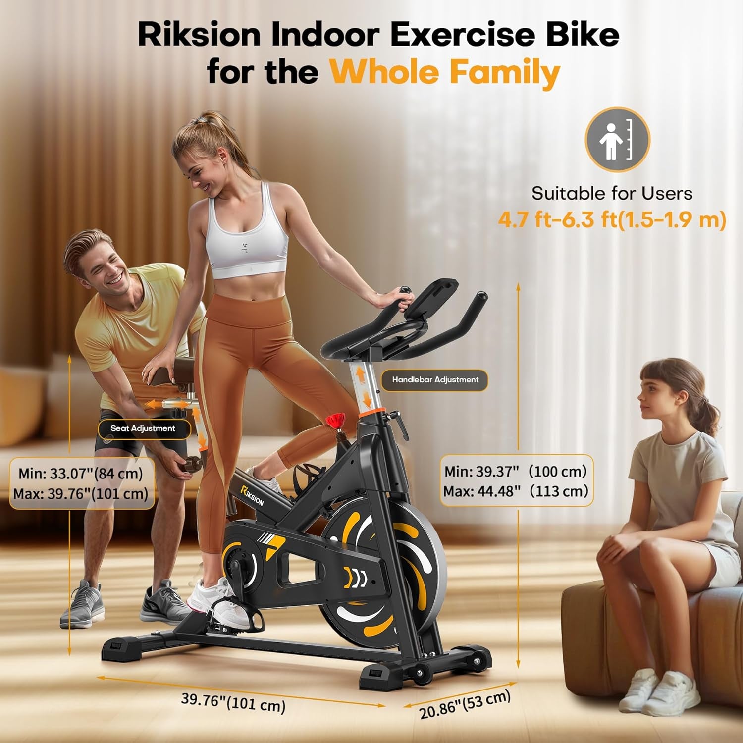 Exercise Bike,  Indoor Cycling Bike/Stationary Bike for Home, Indoor Bike with Silent Belt Drive, Heavy Flywheel and Fully Adjustments for Home Gym Cardio Workout Training