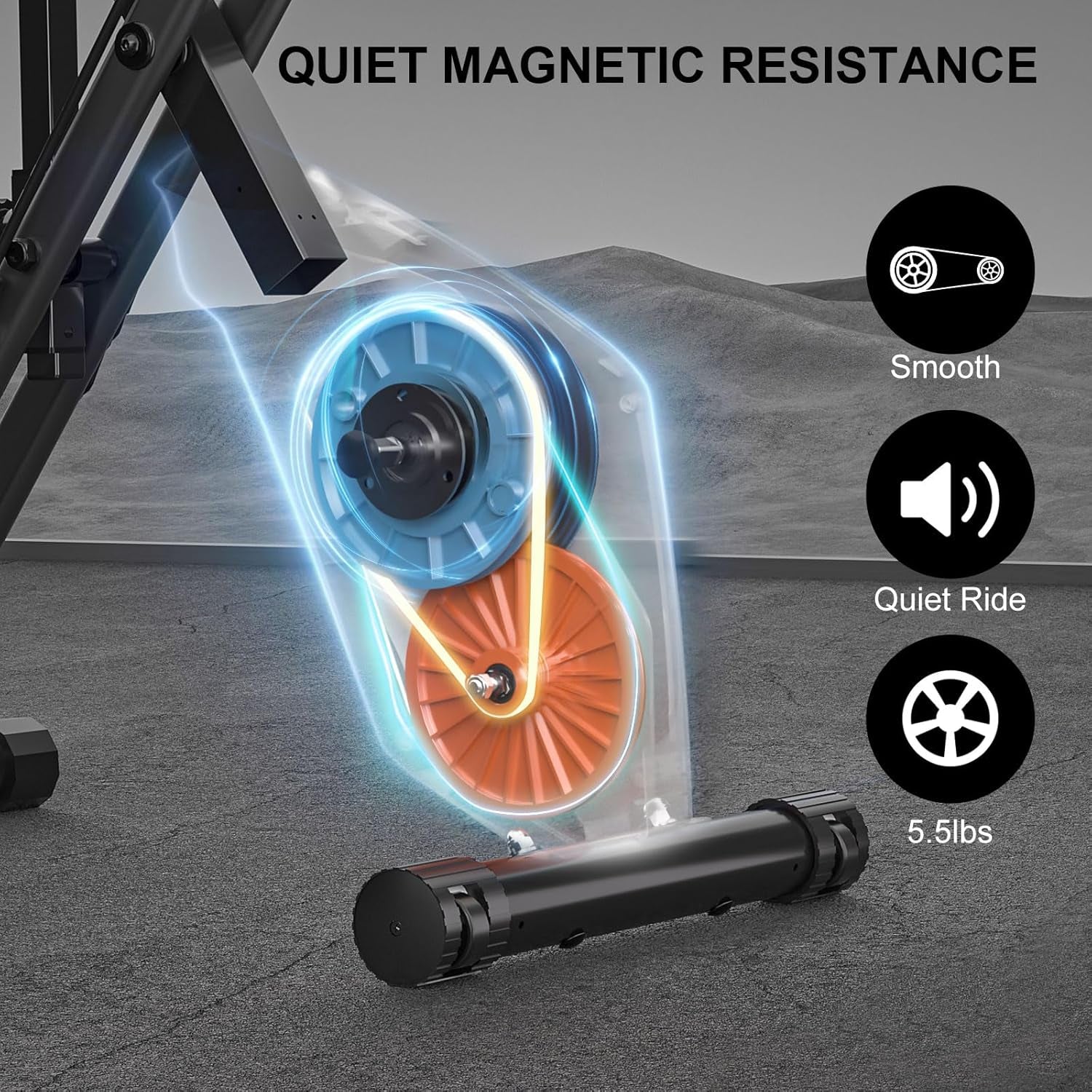 Exercise Bike Foldable, 4 in 1 Magnetic Foldable Indoor Cycling Bike with LCD Display and Heart Rate Sensor Workout Bike with Resistance Bands Home Workout Exercise Equipment